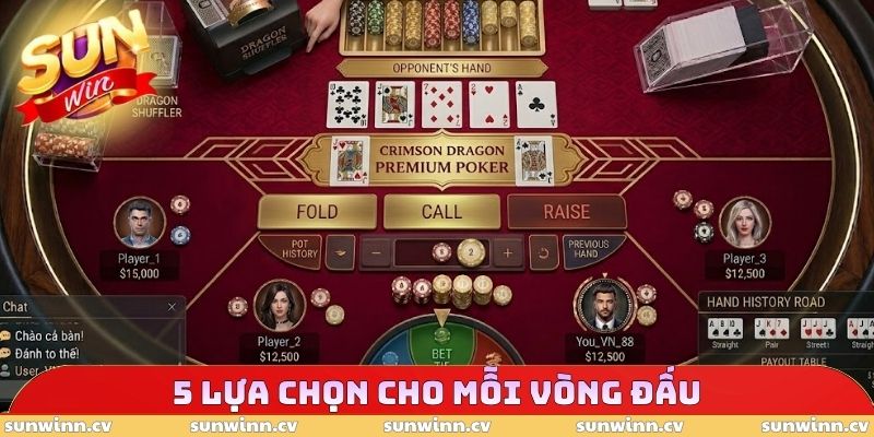 Poker SUNWIN - Điểm Hẹn Chinh Phục Game Đỏ Đen Hấp Dẫn 3 5 lựa chọn cho mỗi vòng đấu