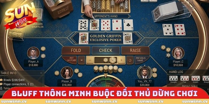 Poker SUNWIN - Điểm Hẹn Chinh Phục Game Đỏ Đen Hấp Dẫn 5 Bluff thông minh buộc đối thủ dừng chơi
